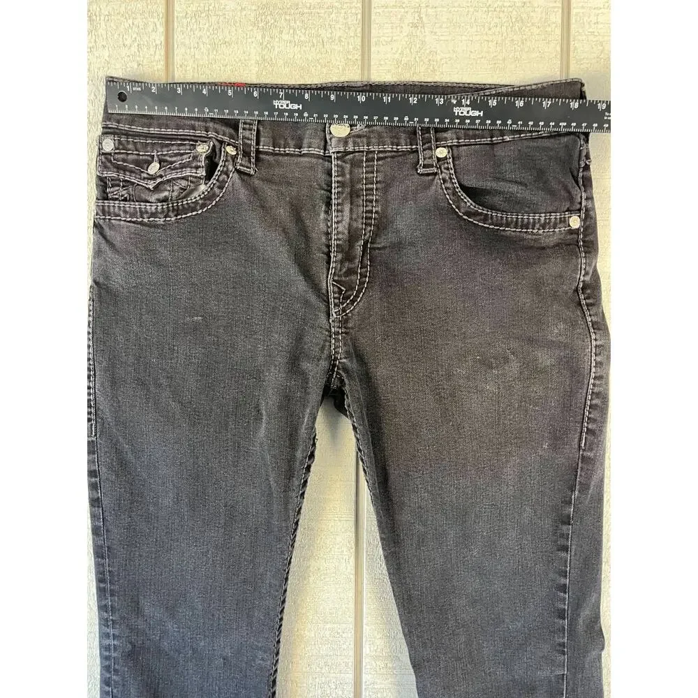 True Religion Ricky Straight Relaxed Jeans Men 38 Black Y2K Streetwear